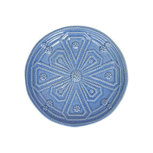 Load image into Gallery viewer, Juliska Jardins Du Monde Side/Cocktail Plate soft blue with a raised design fanning out from a center berry
