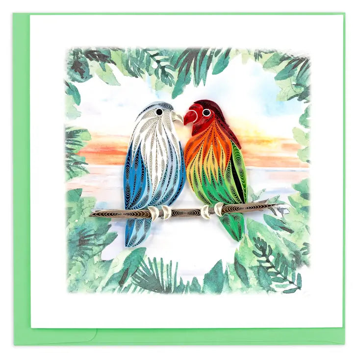 Pair of Lovebirds Quilled Card