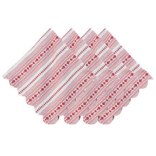 Load image into Gallery viewer, Juliska Villa Stripe Napkin Set/4 with white  and red print
