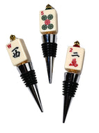 three Mahjong Mah Jongg Tile Bottle Stopper with Real Tile