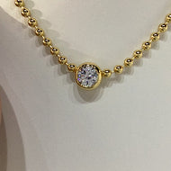 Crislu B.B.Y. Solitaire Adjustable Necklace Finished in 18kt Yellow Gold