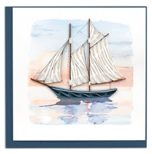 Load image into Gallery viewer, Quilled Schooner at Sunset Greeting Card

