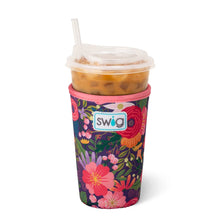 Load image into Gallery viewer, Swig Secret Garden Iced Cup Coolie holding an iced coffee cup
