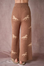 Load image into Gallery viewer, Brown and tan Horse Sweater Lounge Set - long pants back view

