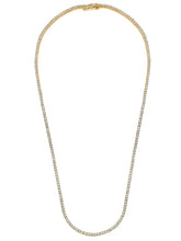 Load image into Gallery viewer, Crislu 2mm Round Cut Tennis Necklace Finished 18KT Yellow Gold showing full necklace
