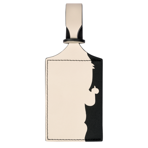 Longchamp LGP Travel Luggage Tag in colors Black and Paper with jockey silhouette 