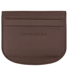 Load image into Gallery viewer, Longchamp Le Pliage Xtra Card Holder in Mocha a deep brown showing back  with two pockets

