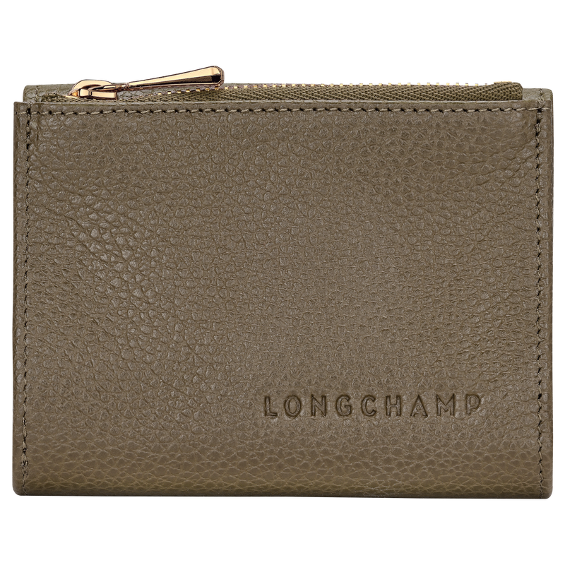 brown wallet with gold zipper