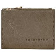 brown wallet with gold zipper