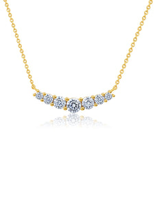 Brilliant Round 7 Stone Bar 16'' Extending Necklace Finished in 18kt Yellow Gold