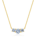 Crislu Brilliant Round 3 Stone Prong Set 16'' Extending Necklace Finished In 18kt Yellow Gold