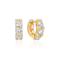 Crislu Brilliant Huggie Hoop Earrings Finished in 18Kt Yellow Gold
