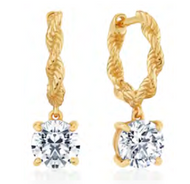 Crislu Evertwined Rope Earrings Finished in 18kt Yellow Gold