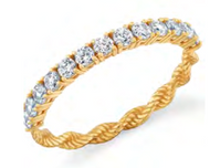 Crislu Evertwined Half Eternity Rope Ring Finished in 18kt Yellow Gold