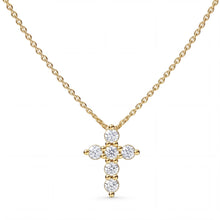 Load image into Gallery viewer, 6 stones form a cross that hangs from a gold chain
