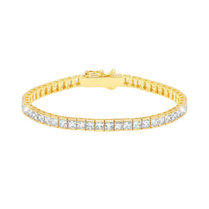 Brilliant Square Princess Cut 3mm Tennis Anklet Finished in 18kt Yellow Gold