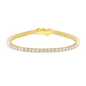 Crislu Brilliant Round Cut 3mm Tennis Anklet Finished in 18kt Yellow Gold
