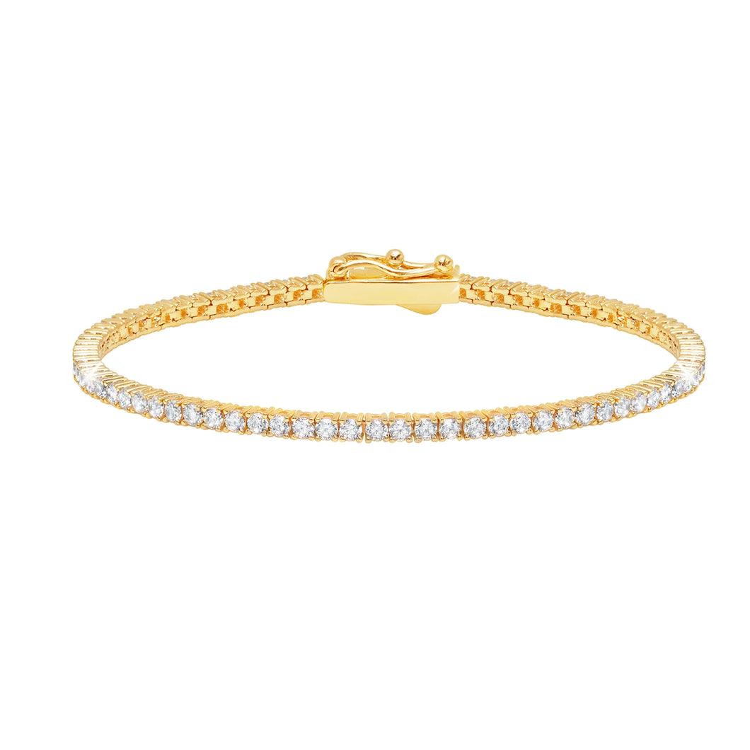 Brilliant Round Cut 2mm Tennis Anklet Finished in 18kt Yellow Gold