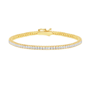 Crislu Brilliant Square Princess Cut 2mm Tennis Anklet Finished in 18kt Yellow Gold