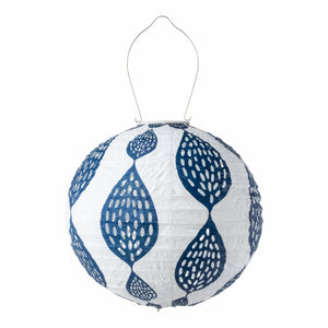 Soji Stella Print and Punch - Indigo Leaf Globe 12" Solar Lantern