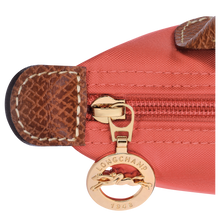 Load image into Gallery viewer, branded gold zipper pull on the Longchamp Le Pliage Original Pouch w/ Handle
