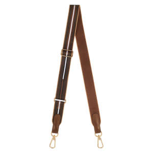 Longchamp Adjustable Striped Canvas Shoulder Strap - Chocolate