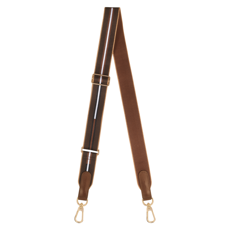 Longchamp Adjustable Striped Canvas Shoulder Strap in Chocolate browns 