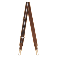 Longchamp Adjustable Striped Canvas Shoulder Strap in Chocolate browns