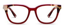 Load image into Gallery viewer, Square cat eye frames in red with tan peach tortoise at the edges

