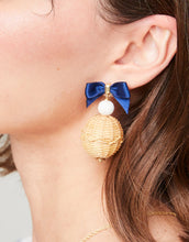 Load image into Gallery viewer, Spartina 449 Bow Bauble Earrings Blue/Natural
