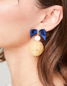 Spartina 449 Bow Bauble Earrings Blue/Natural