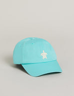 Baseball Hat in sea foam blue wit ha white Sea Turtle embroidered on the front