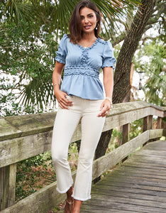Spartina 449 Ginette Blouse Dusty Turquoise