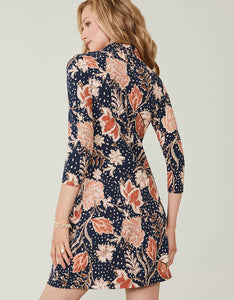 Nora Half-Zip Dress 1859 Lighthouse Starry Floral Slate