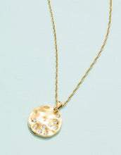 Load image into Gallery viewer, gold disk pendant set with sparkling stones

