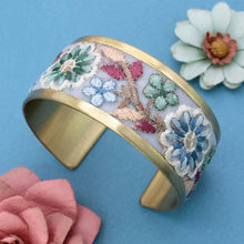 Load image into Gallery viewer, Pastel Flowers Embroidered Cuff Bracelet
