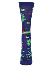 Load image into Gallery viewer, Gators Bamboo Crew Socks blue socks with green gators
