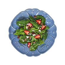 Load image into Gallery viewer, Juliska Jardins Du Monde Dessert/Salad Plate blue holding a salad

