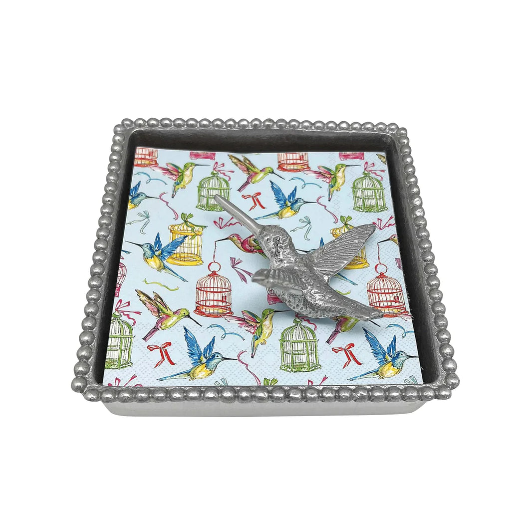 Mariposa Hummingbird Beaded Cocktail Napkin Box