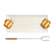 S'more Icon Tray Set with figures of s'more on the edge and a s'mores fork