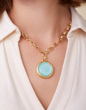 Load image into Gallery viewer, person wearing a Karina Round Necklace 19" Ocean Blue
