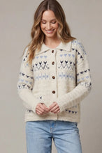 Load image into Gallery viewer, Nordic Patterned Cardigan Sweater - Oatmeal
