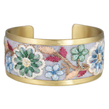 Load image into Gallery viewer, Pastel Flowers Embroidered Cuff Bracelet
