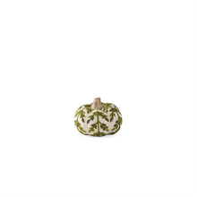 Load image into Gallery viewer, Cream &amp; Green Foliage Knit Pumpkin w/Wood Stem
