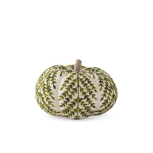 Load image into Gallery viewer, Cream &amp; Green Foliage Knit Pumpkin w/Wood Stem

