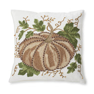 Embroidered Brown Pumpkin Square Pillow - 18