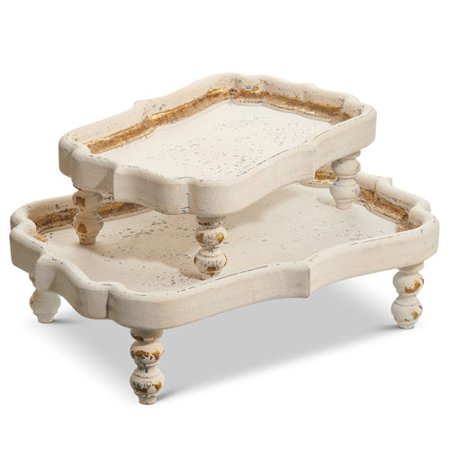 Distressed White Footed Tray