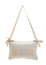 Load image into Gallery viewer, Thank Heaven Embroidered Pillow Door Hanger embroidered with blue thread
