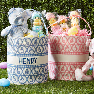 Easter Egg Hunt Bucket Bag with Bunny and Gingham Print