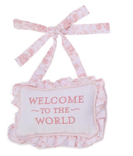 Load image into Gallery viewer, Pink Welcome to the World Embroidered Door Hanger
